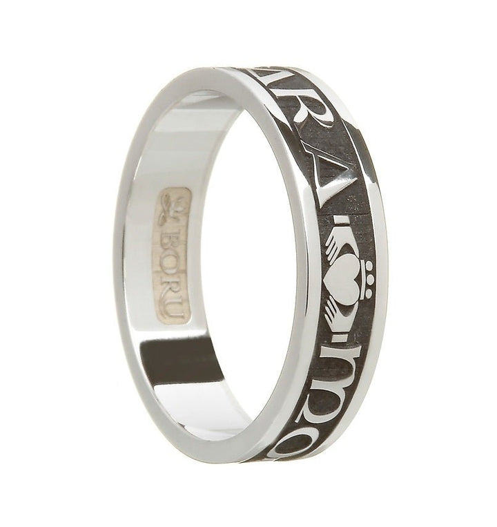 Ladies Sterling Silver Oxidised "Mo Anam Cara" Claddagh Wedding Ring - LS-WED183-O - Claddagh Ring