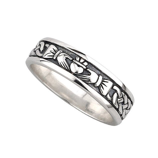 Women's Sterling Silver Oxidized Claddagh Wedding Ring S2829 - Claddagh Ring