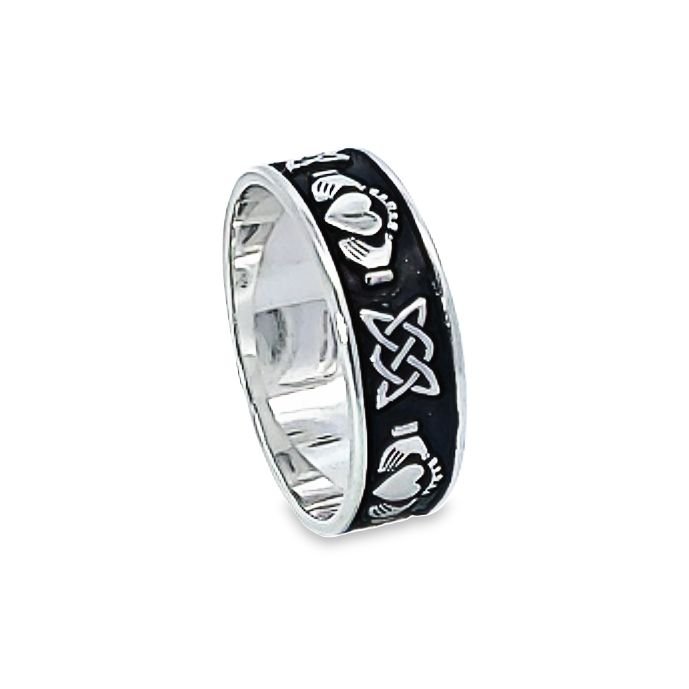 Sterling Silver Claddagh and Celtic Wedding Band - ANU3031 - CladdaghRING.com