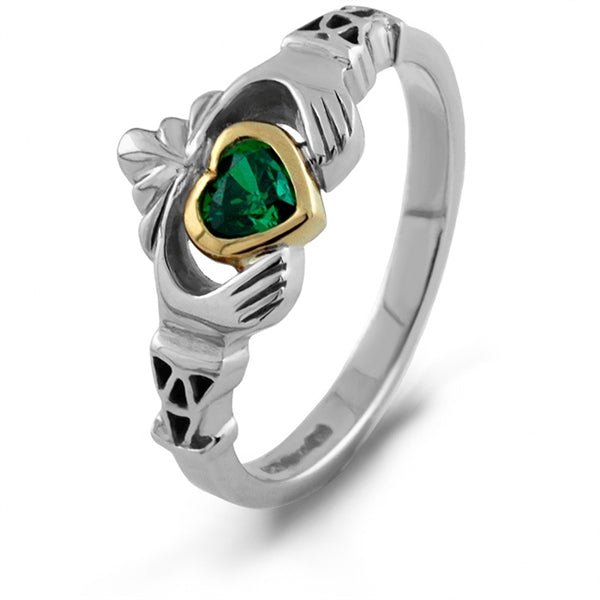 Ladies Silver Claddagh Ring With 10K Gold Heart LS-BCLAD106-Mix - Claddagh Ring