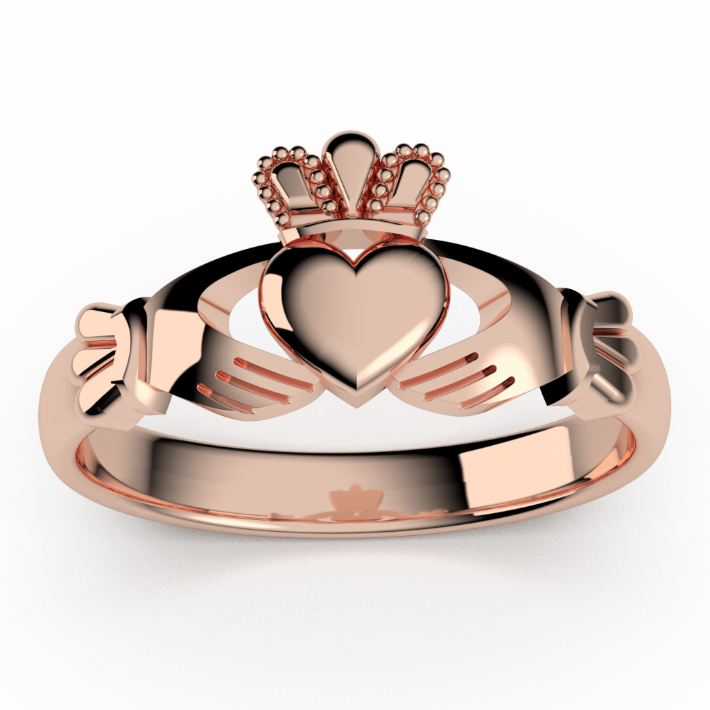 Gold Claddagh Ring ASI-1 in 10K or 14K Rose Gold.– CladdaghRING.com