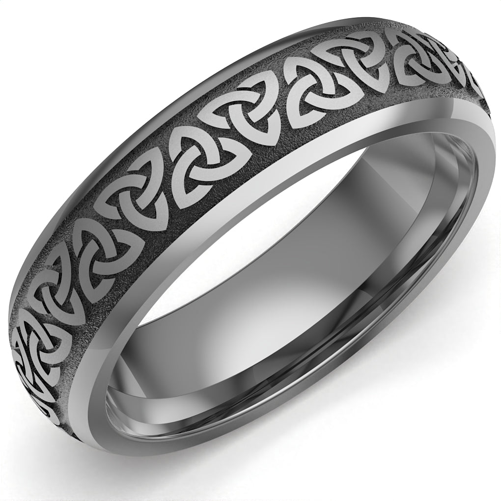 Celtic Wedding Ring Titanium, Comfort Fit, 6 mm wide. Fast
