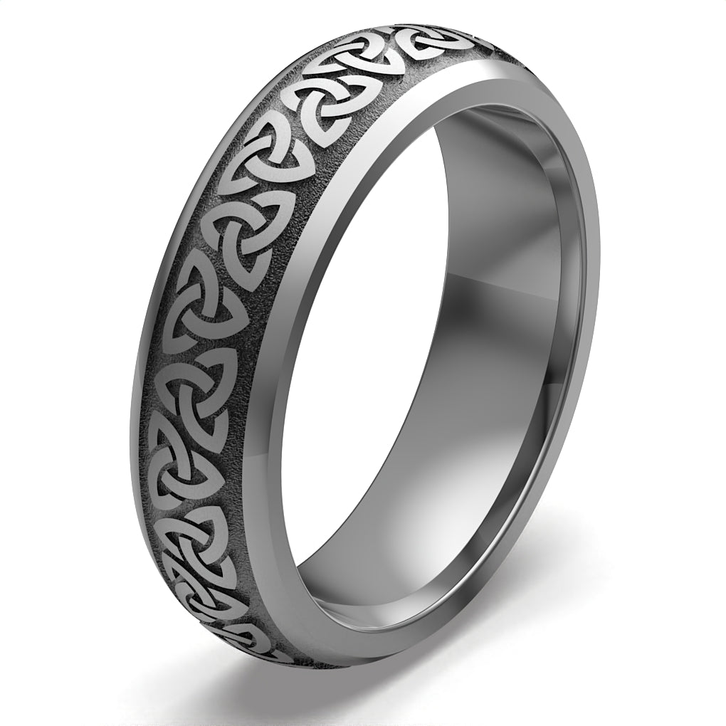Celtic Wedding Ring Titanium, Comfort Fit, 6 mm wide. Fast