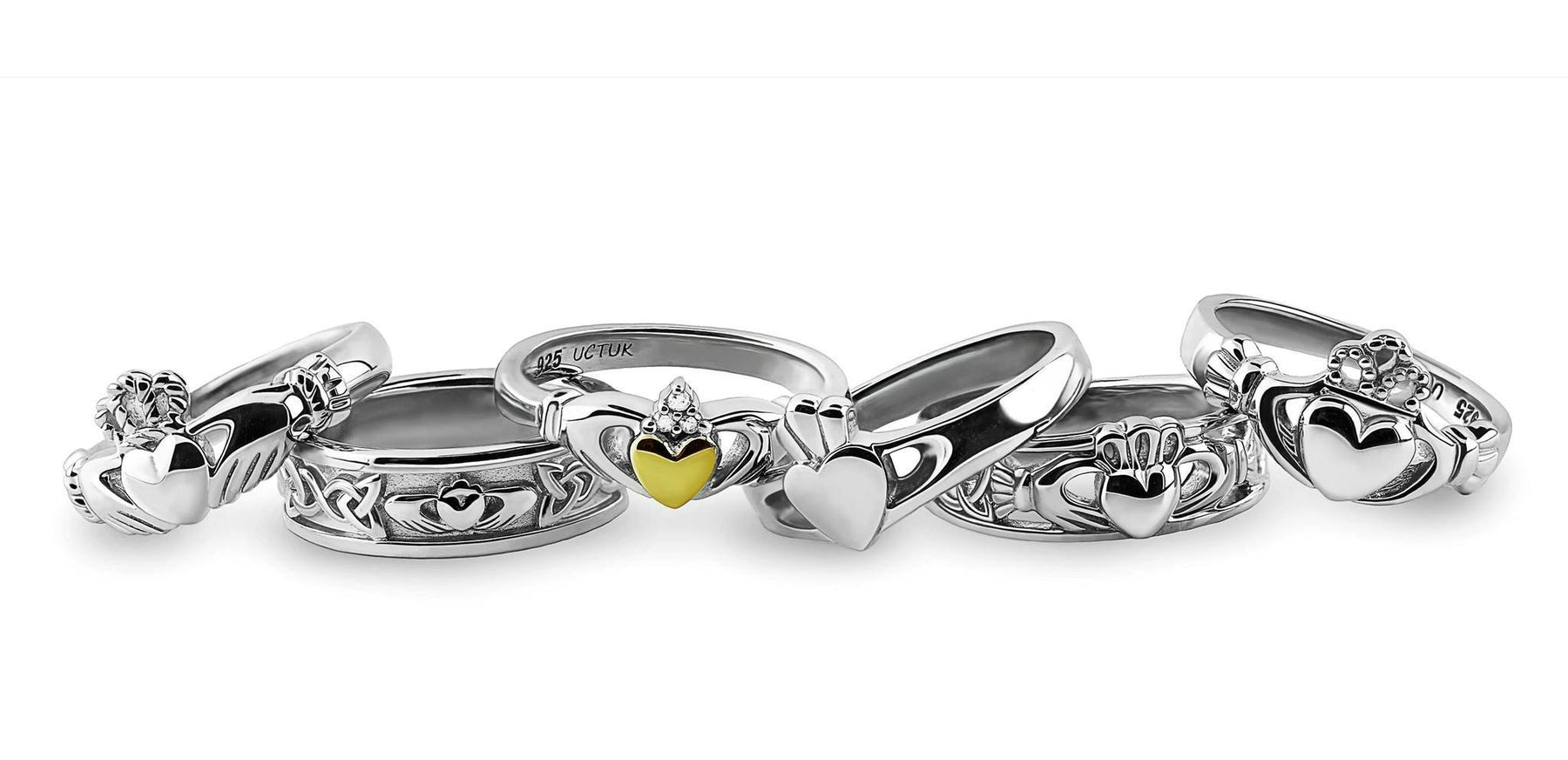 Facet Jewelry 14K White Gold Two Tone Claddagh Celtic Rings at Irish on  Grand