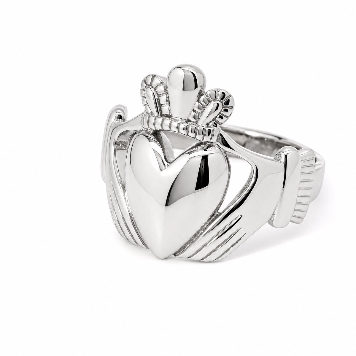 Sterling Silver Large Heart Claddagh Ring S-S21184– CladdaghRING.com