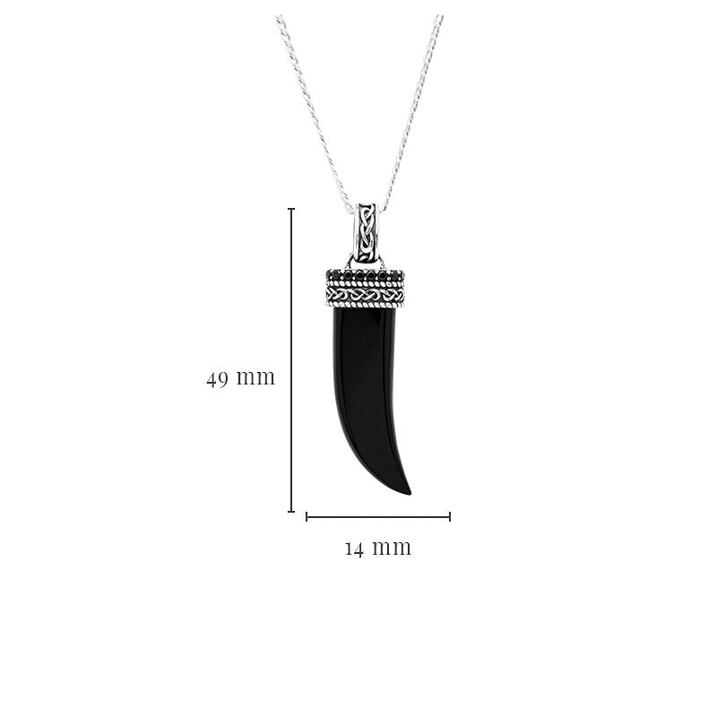 Sterling Silver Gent's Black Spinel/Onyx Horn Pendant Hunter Collectio