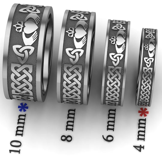 Titanium Claddagh Wedding Ring SET 1 UCL1-TITAN10M4M-FLAT