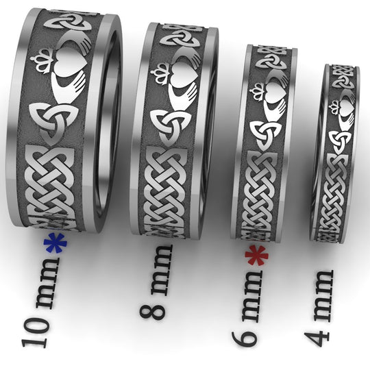 Titanium Claddagh Wedding Ring SET 1 UCL1-TITAN10M6M-FLAT