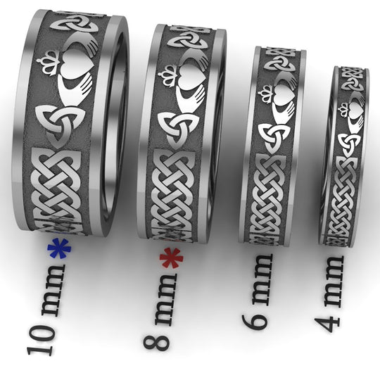 Titanium Claddagh Wedding Ring SET 1 UCL1-TITAN10M8M-FLAT