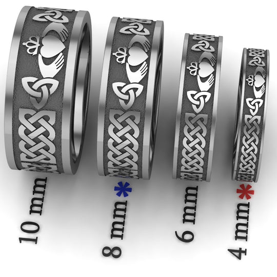 Titanium Claddagh Wedding Ring SET 1 UCL1-TITAN8M4M-FLAT