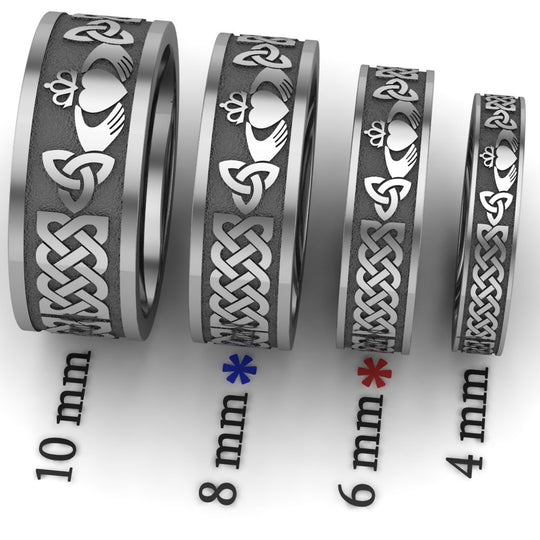 Titanium Claddagh Wedding Ring SET 1 UCL1-TITAN8M6M-FLAT