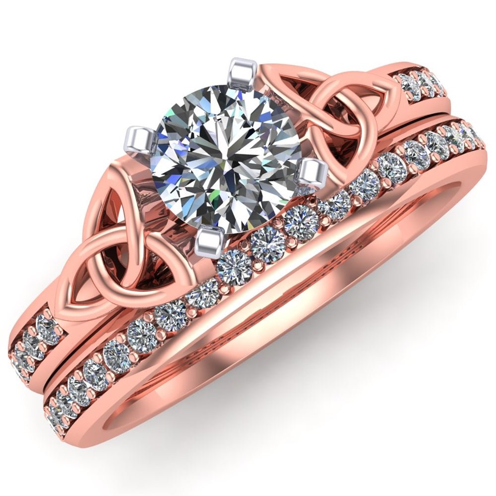 14K Rose Gold Celtic Engagement Wedding Bridal Set BRIDAL-SET