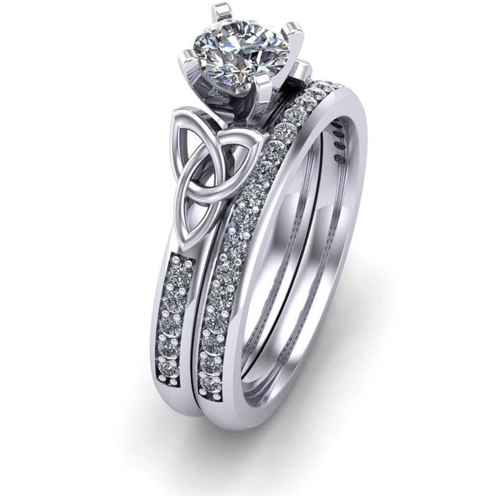 14K White Gold Irish Celtic Engagement Wedding Bridal Set BRIDAL
