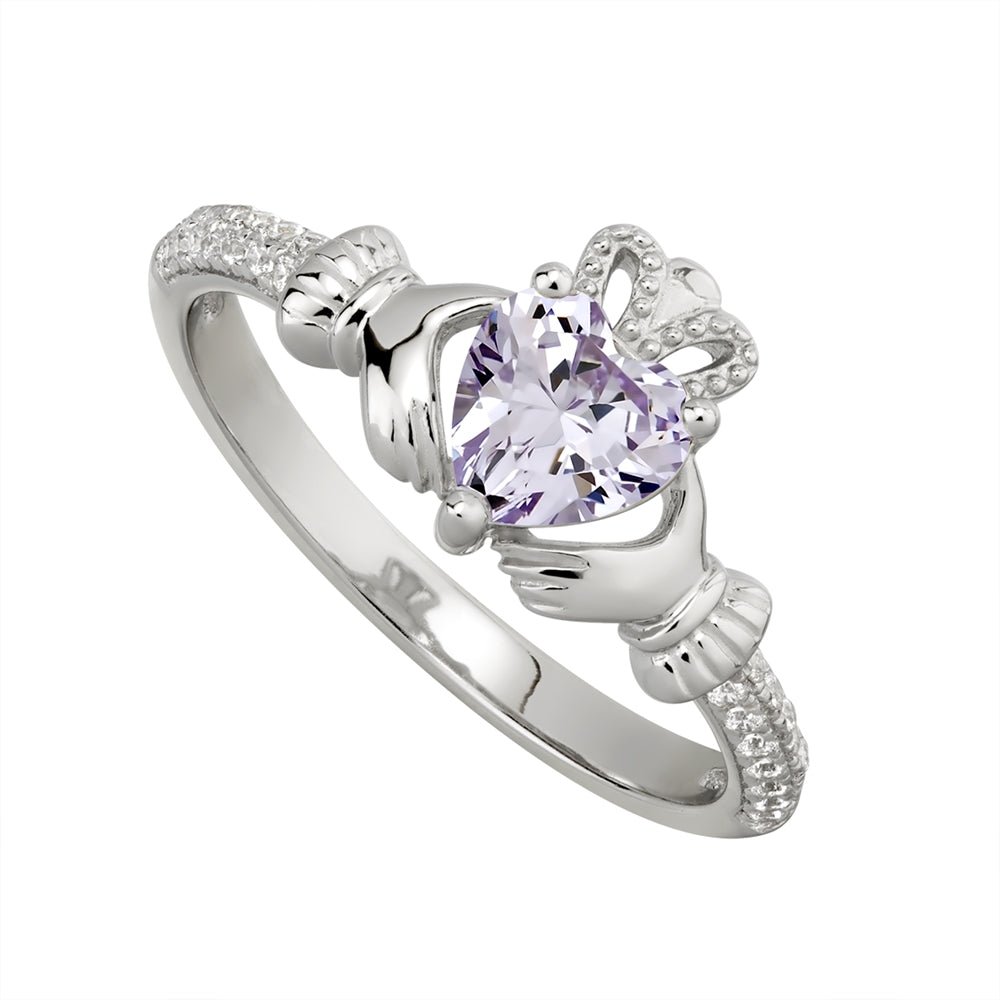 JUNE Birthstone Sterling Silver Claddagh Ring S-S21062-6