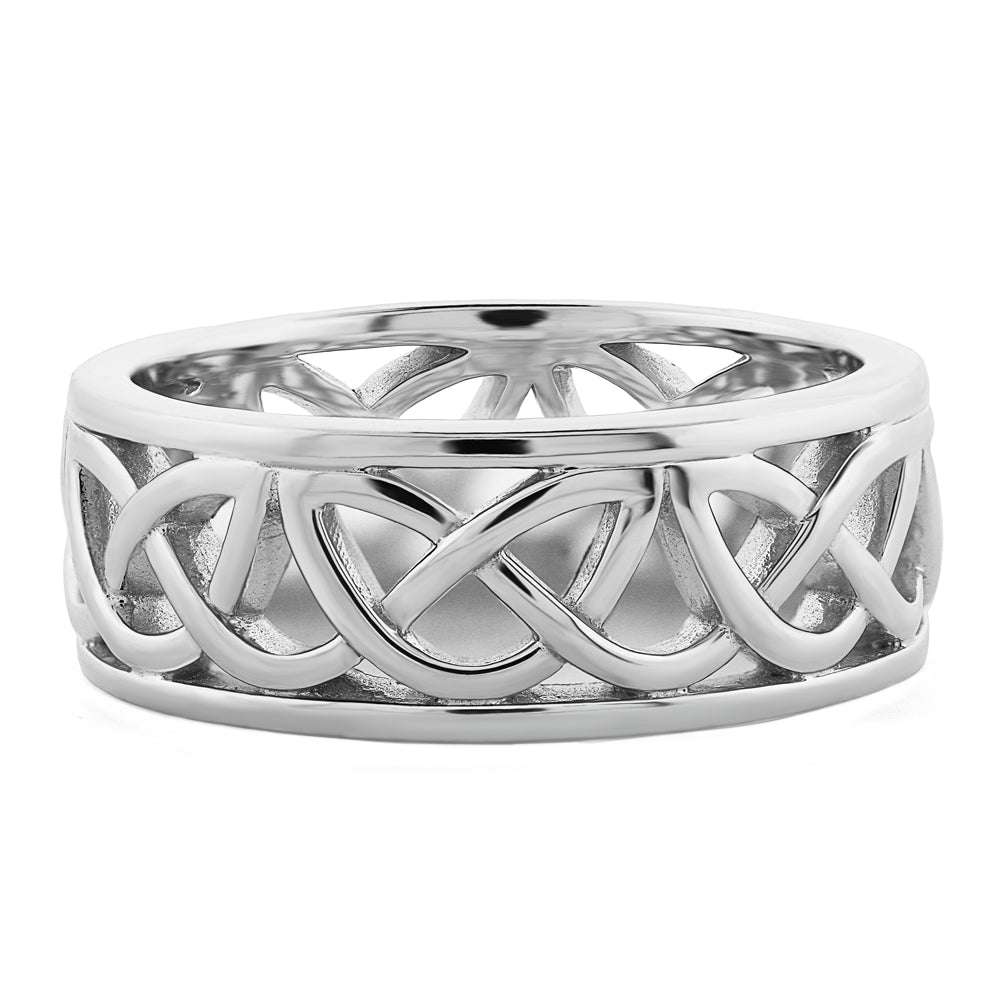 Mens Silver Celtic Wedding Ring UMS-13349– CladdaghRING.com