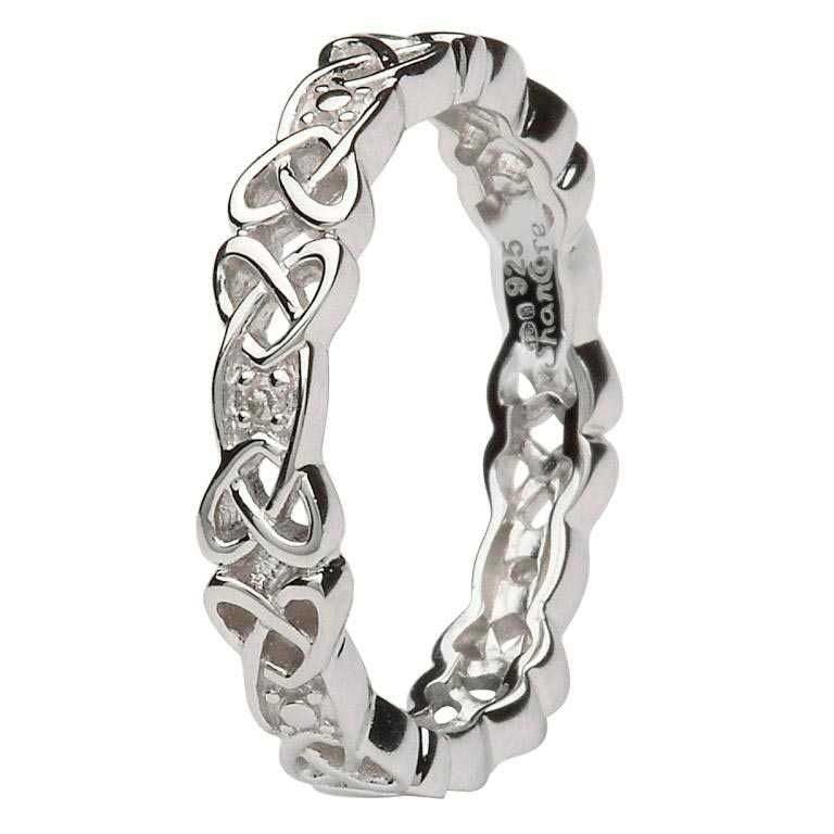 Ladies Celtic Wedding Rings SL-SD12– CladdaghRING.com Irish Wedding Band Celtic Knot Ring Sterling Silver‎ Clatter Ring Size 7 main image 0