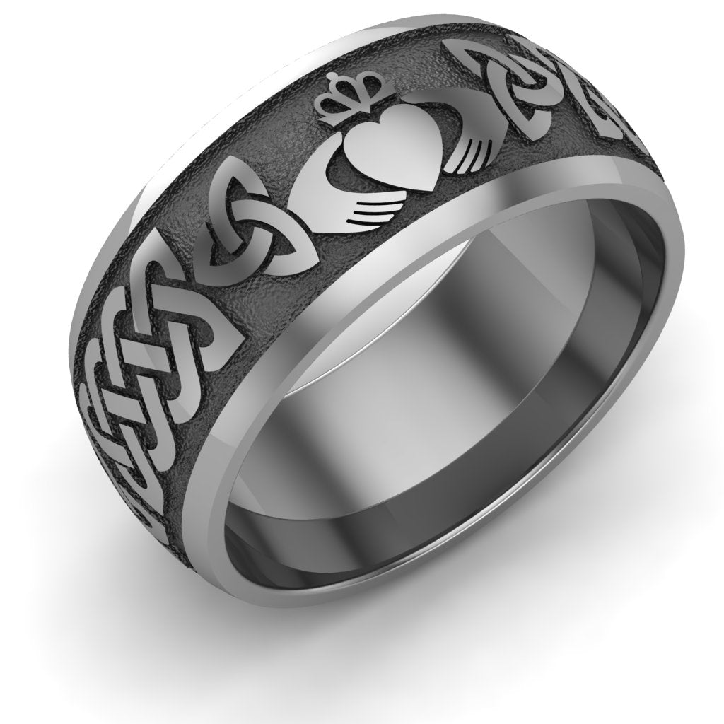 Claddagh Wedding Ring Titanium, Comfort Fit, 10 mm wide. Best