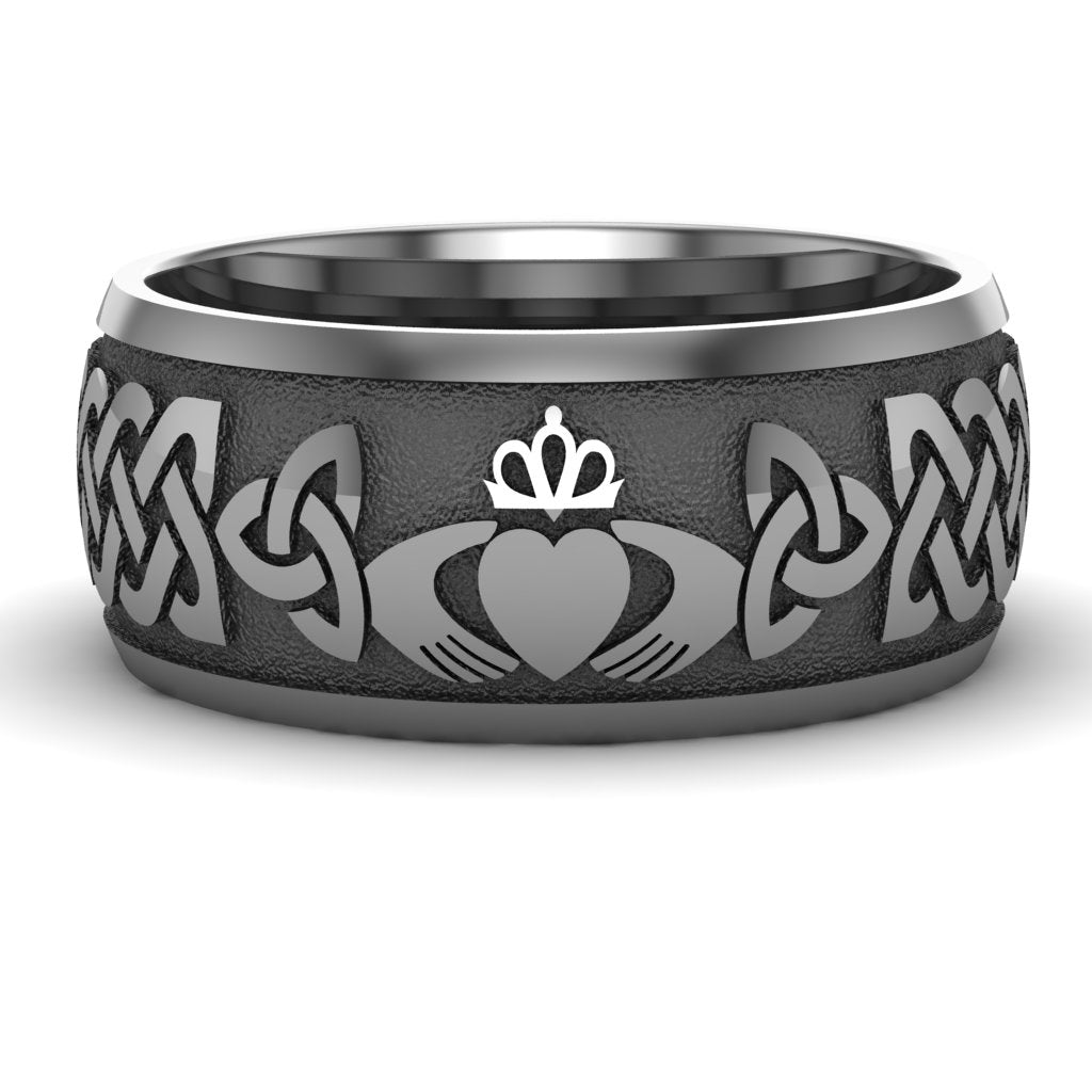 Claddagh Wedding Ring Titanium, Comfort Fit, 10 mm wide. Best