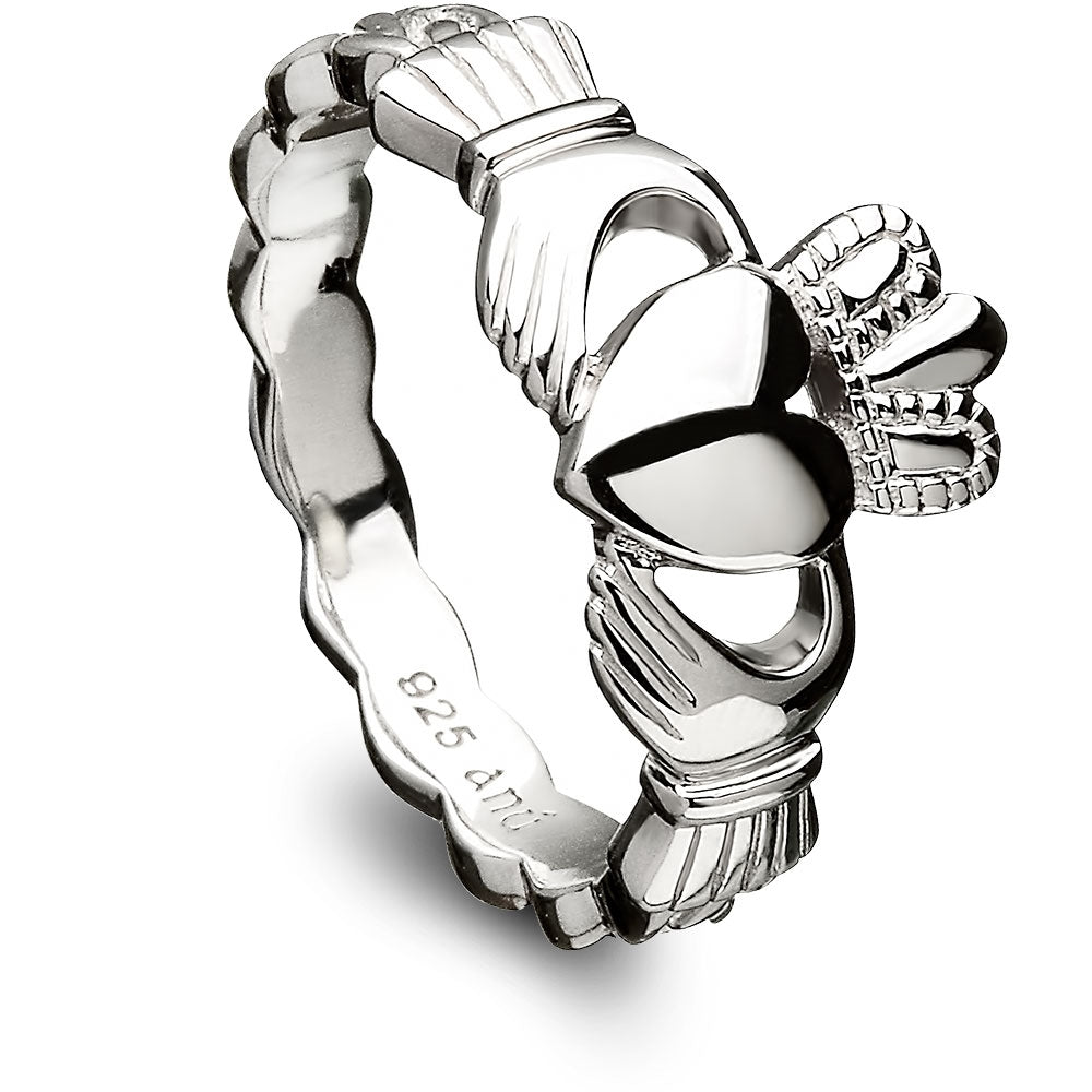 Silver Stainless Steel Claddagh Infinity Weave Ring - Sizes 6-13, 316L Steel, Celtic Design (Unbranded)