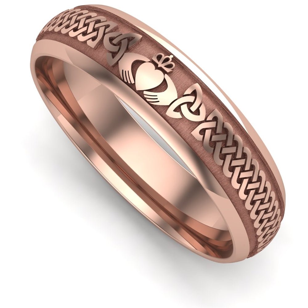 Claddagh Wedding Ring 14K Rose Gold, Comfort Fit, 5mm Best
