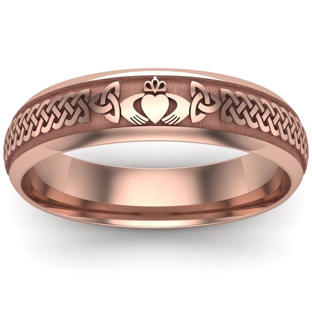 Claddagh Wedding Ring 14K Rose Gold, Comfort Fit, 5mm Best