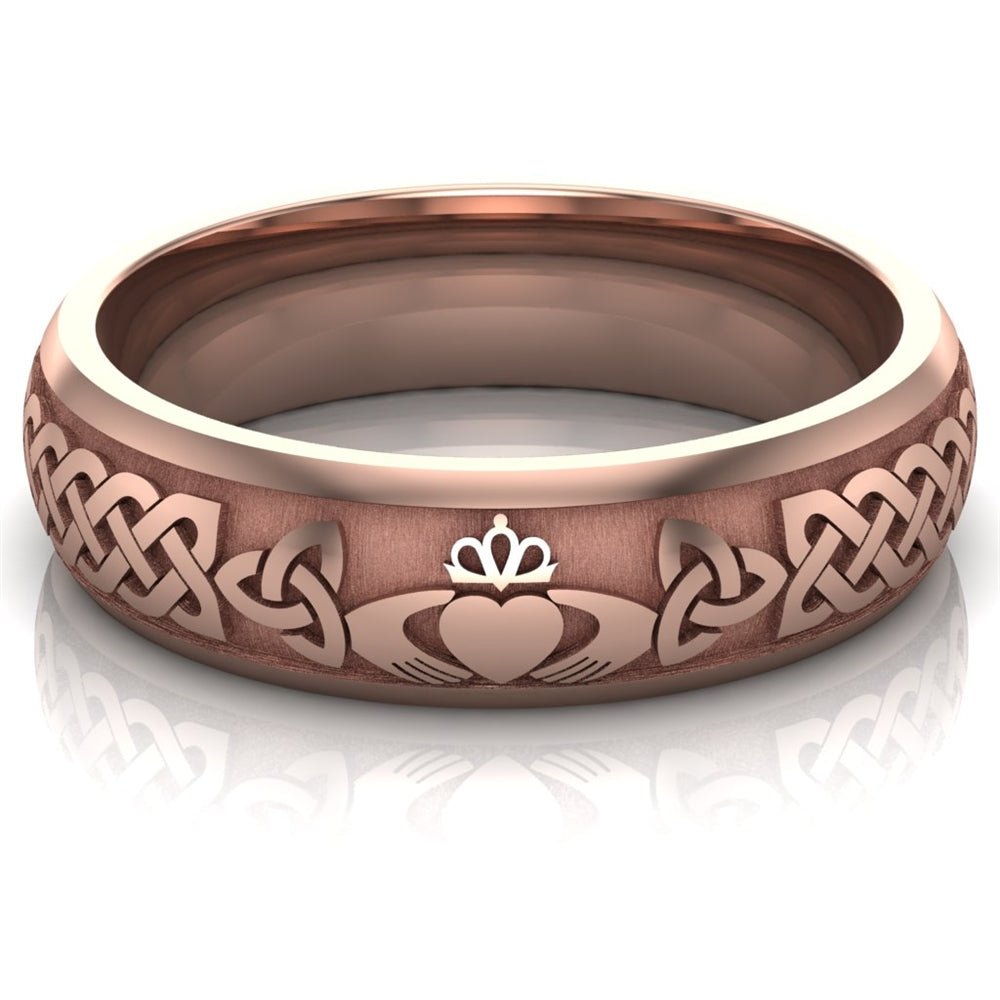 Claddagh Wedding Ring 14K Rose Gold, Comfort Fit, mm Best