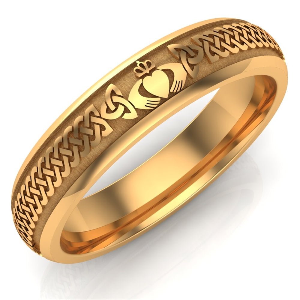 Claddagh Wedding Ring 10K/14K/18K Yellow Gold, Comfort Fit, 5mm wide ...