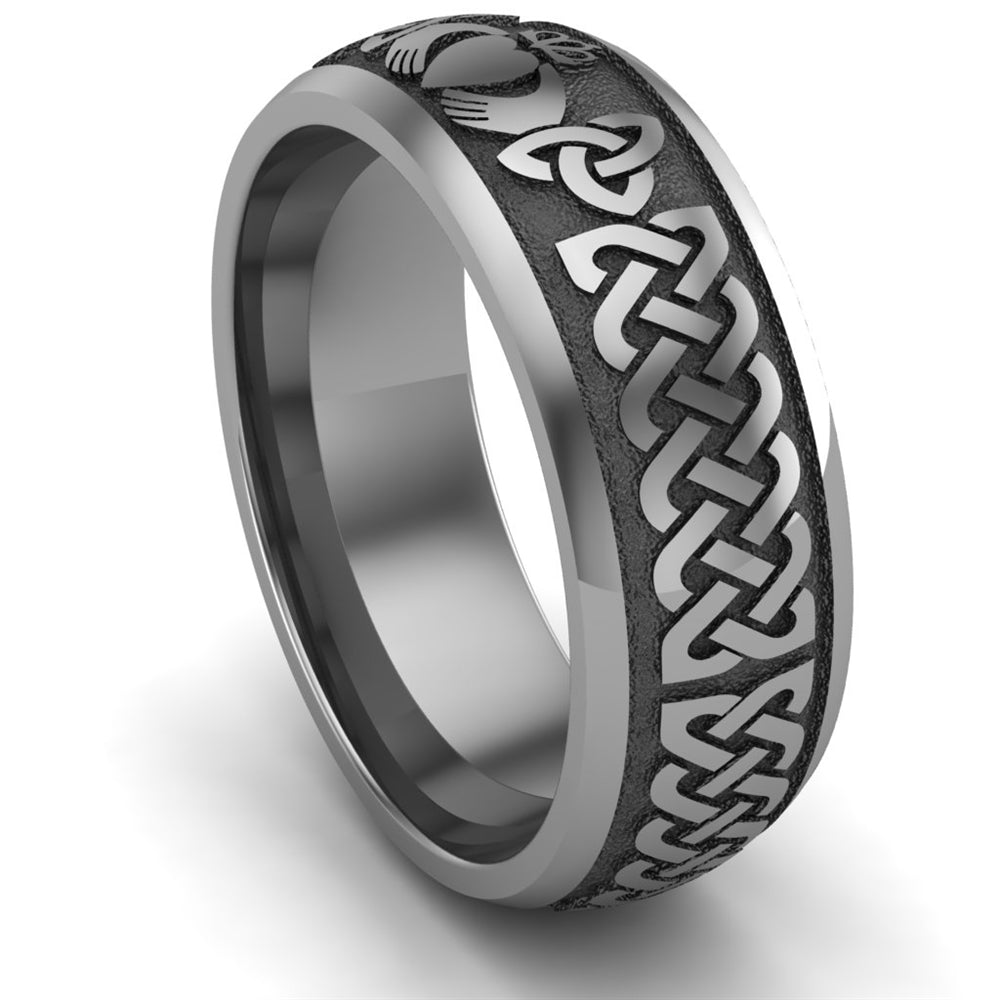 Claddagh Wedding Ring Titanium, Comfort Fit, 8 mm wide. Best