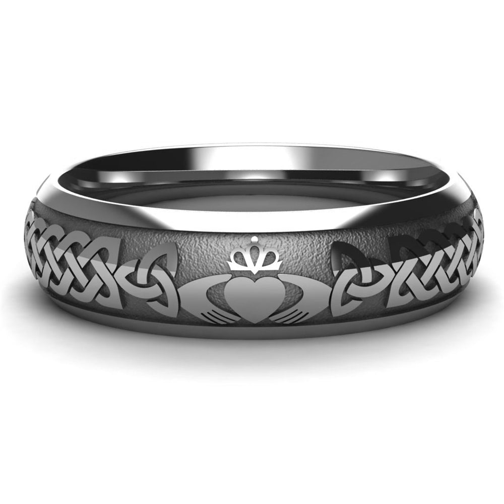 Claddagh Wedding Ring - Tungsten, Comfort Fit, 6 mm wide. Best