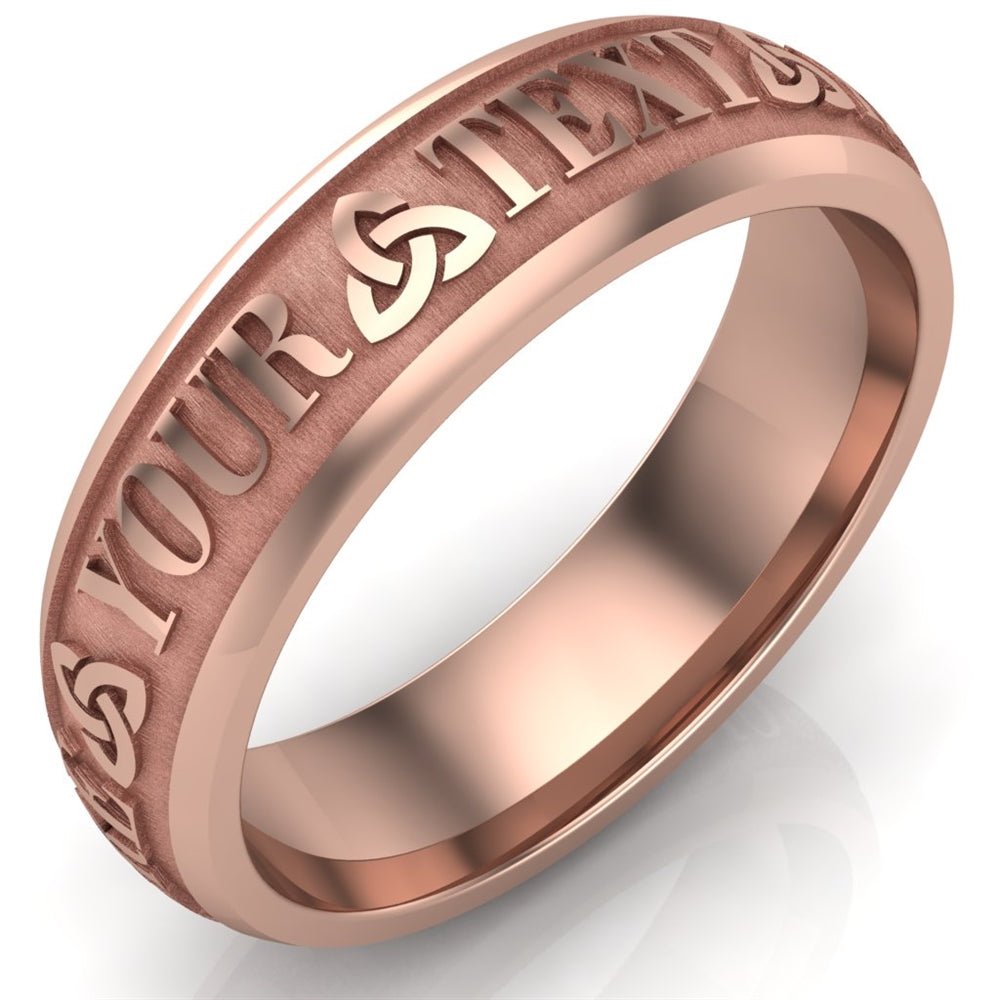 Custom Celtic Wedding Ring 14K Rose Gold, Comfort Fit, 6 mm wide. Best ...