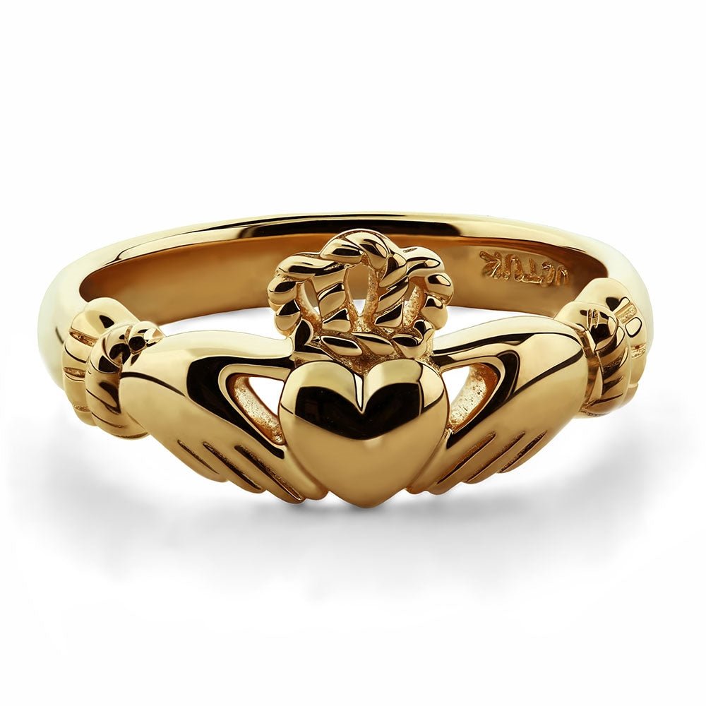 Classic 14K gold Claddagh ring with heart, crown and hands