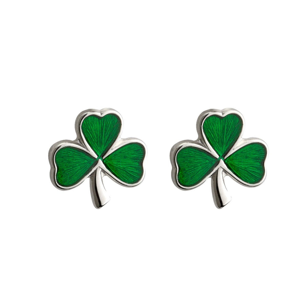 Sterling Silver Enameled Green Shamrock Post Earrings Sterling Silver Enameled Green Shamrock Post Earrings