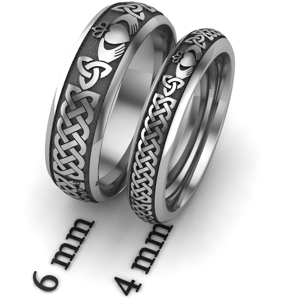 Titanium Claddagh Wedding Ring SET Ladies Ring