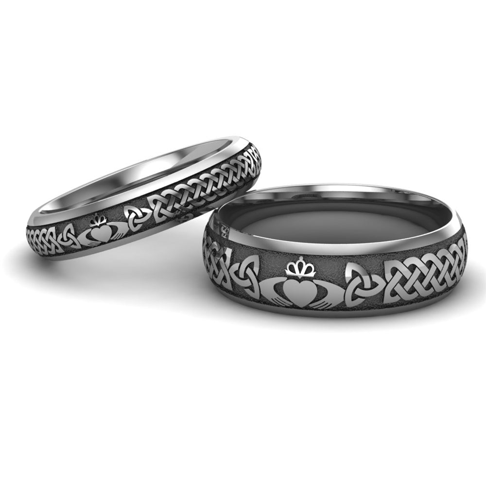 Titanium Claddagh Wedding Ring SET Ladies Ring