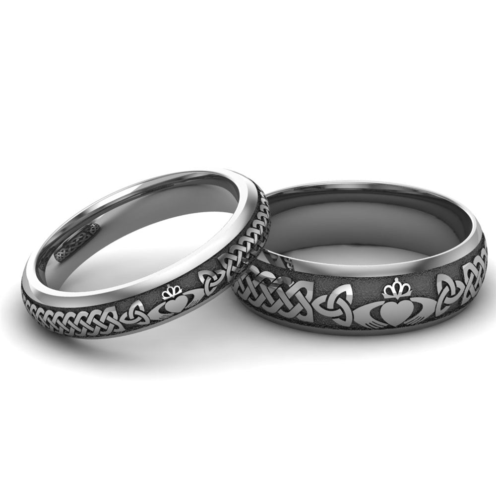 Titanium Claddagh Wedding Ring SET Ladies Ring