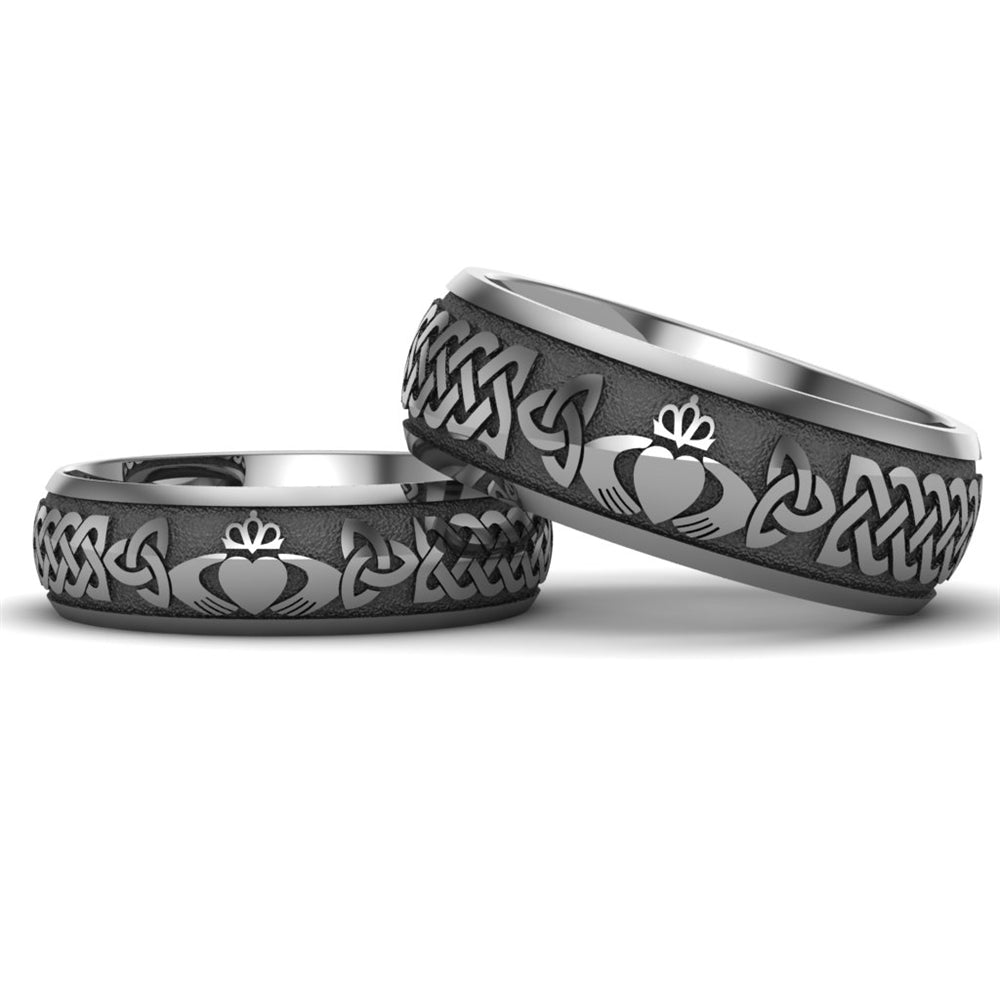 Titanium Claddagh Wedding Ring SET UCL1-TITAN8M6M. Ladies Ring