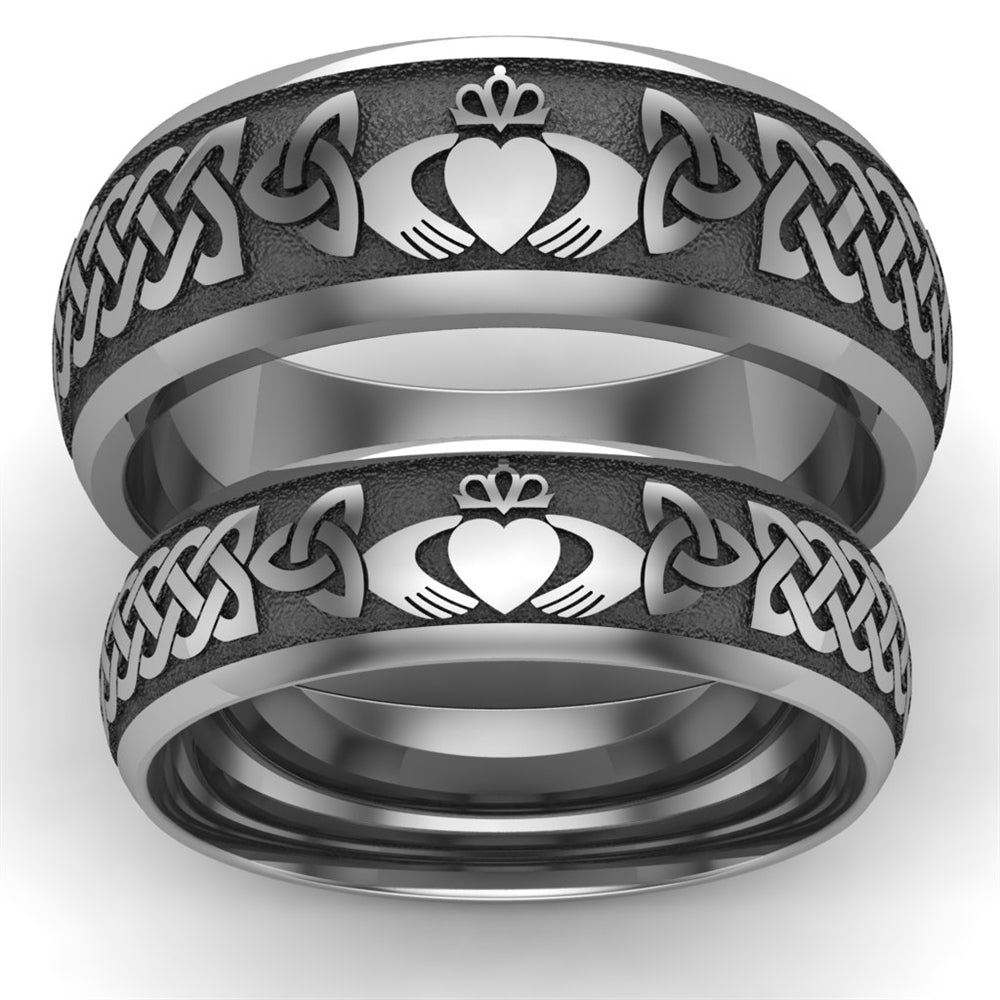Titanium Claddagh Wedding Ring SET Ladies Ring