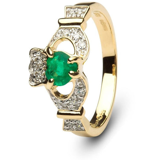 Emerald Claddagh Engagement Ring