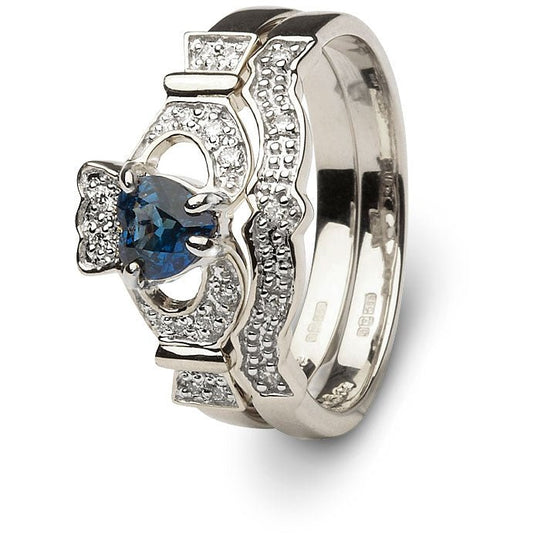 Sapphire Claddagh Engagement Ring